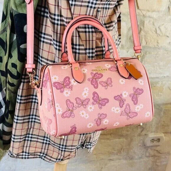 COACH ROWAN SATCHEL IN SIGNATURE CANVAS BUTTERFLIES PRINT /Wallet option NWT - Picture 4 of 15